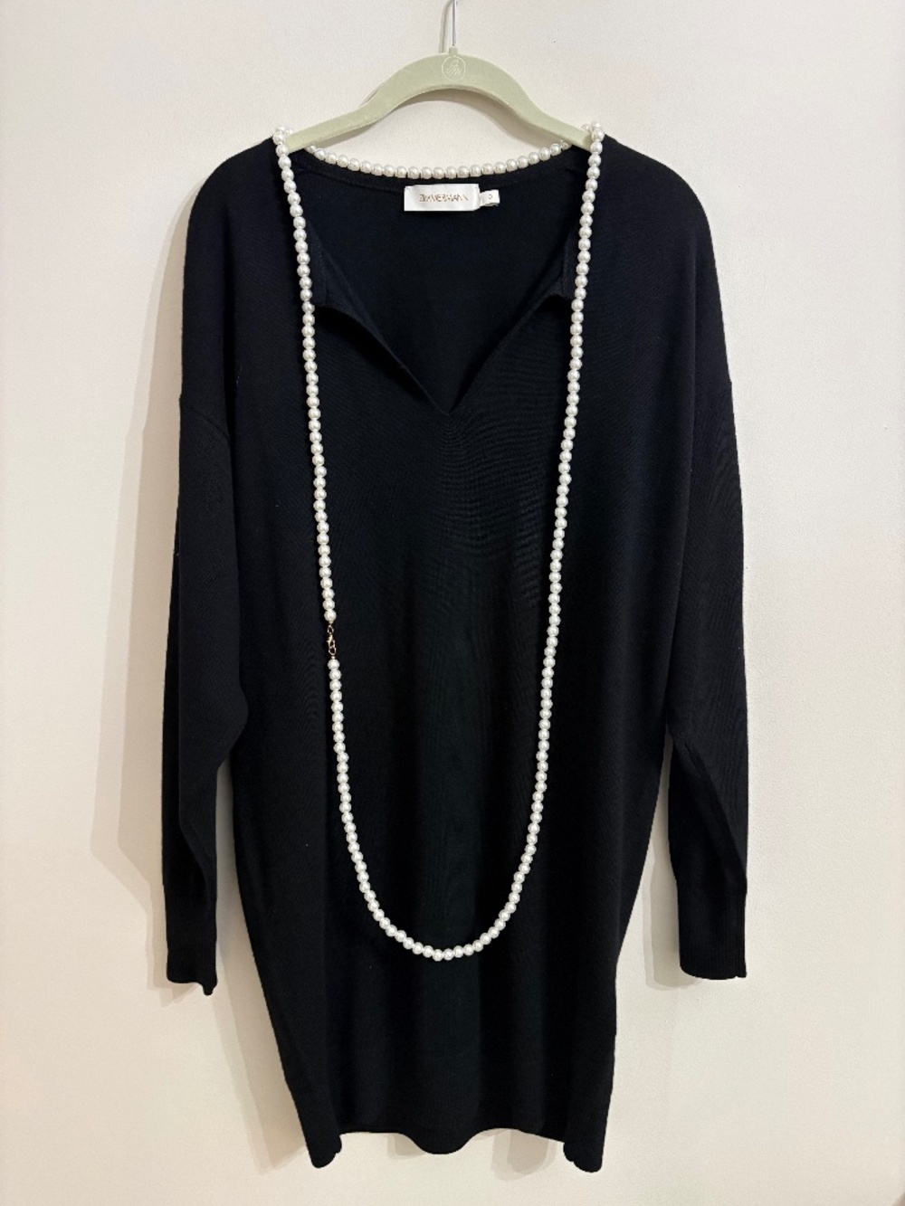 Zimmermann Crush Necklace Wool Mini Dress Black Size 0 ( US 4)
